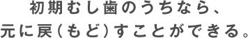 初期むし歯のうちなら、元に戻（もど）すことができる。