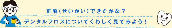 正解（せいかい）できたかな？デンタルフロスについてくわしく見てみよう！